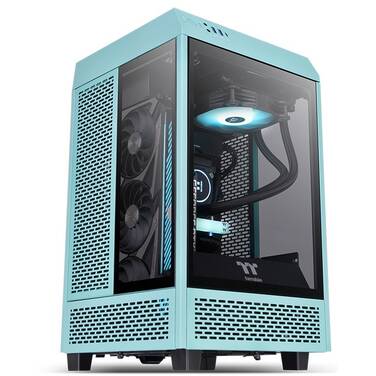 Thermaltake Mini-ITX The Tower 100 TG Turquoise Case CA-1R3-00SBWN-00 -, *Eligible for eGift Card OPEN STOCK - CLEARANCE