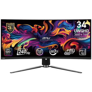 34 MSI MPG 341CQPX QD-OLED UWQHD 240Hz Curved Gaming Monitor