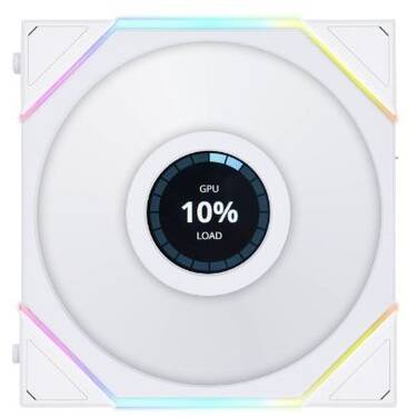 120mm Lian Li RTLLCD120-1W UNI FAN RTL LCD Reverse Blade ARGB PWM White with LCD Screen