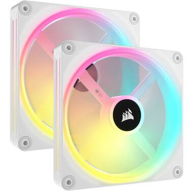 140mm Corsair QX140 iCUE LINK PWM White Fan 2 Pack with LINK Hub