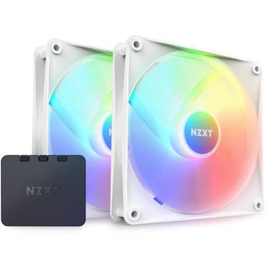 140mm NZXT F140RGB Core White Case Fans & RGB Controller 2 Pack