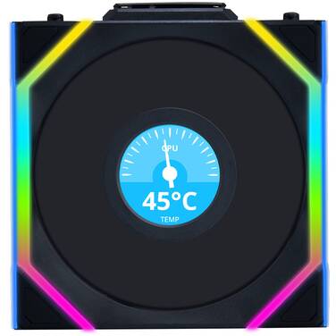 120mm Lian Li 12RSLLCD1W1B UNI FAN Wireless LCD Reverse Fan Black