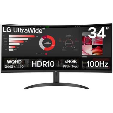 34 LG 34WR50QK-B UltraWide UWQHD 100Hz HDR10 Curved VA Monitor