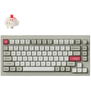 Keychron V1 Max QMK/VIA RGB Red-Mechanical Wireless Gaming Keyboard Retro White