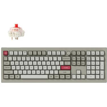 Keychron V6 Max QMK/VIA RGB Red-Mechanical Wireless Gaming Keyboard Retro White