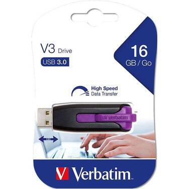 16GB Verbatim Store'n'Go USB 3.0 Retractable USB Drive Purple