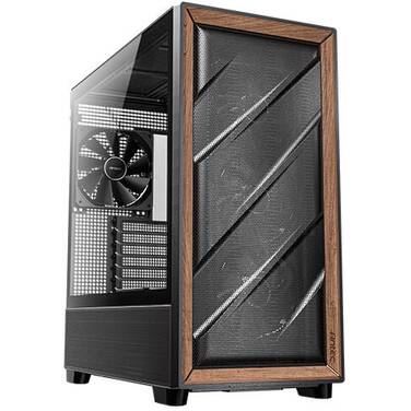 Antec FLUX-BK Black Mid Tower Case with Walnut Trim