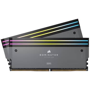 64GB DDR5 (2x32GB) Corsair 6000MT/s Dominator Titanium RGB Memory Grey