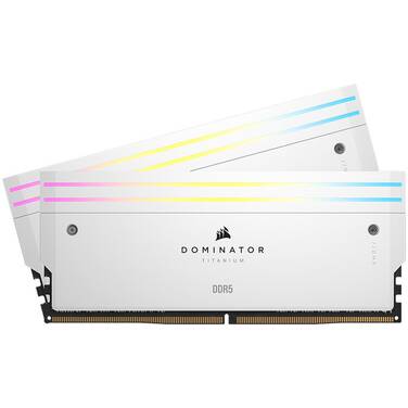 64GB DDR5 (2x32GB) Corsair 6000MT/s C30 Dominator Titanium RGB Memory White