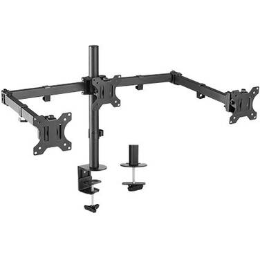 13-27 Brateck Triple Economical Articulating Steel Monitor Desk Mount Black