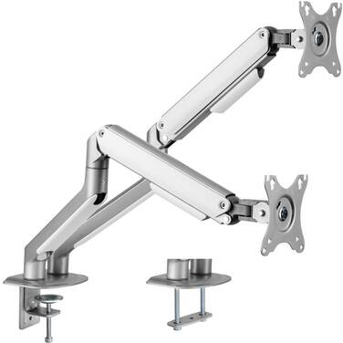 17-32 Brateck Dual Economical Spring-Assisted Monitor Arm Silver