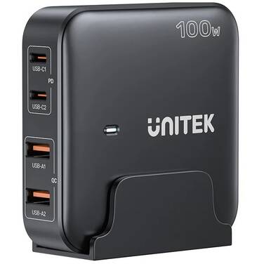 Unitek 100W Desktop GaN Charging Station with 2x100W USB-C and 2x22.5W USB-A Black