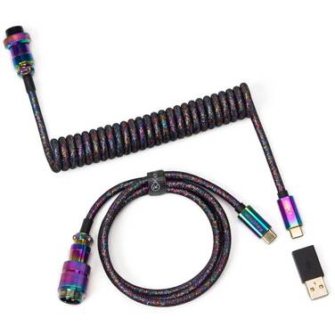 Keychron Premium Coiled Rainbow Plated Aviator Cable Straight Black