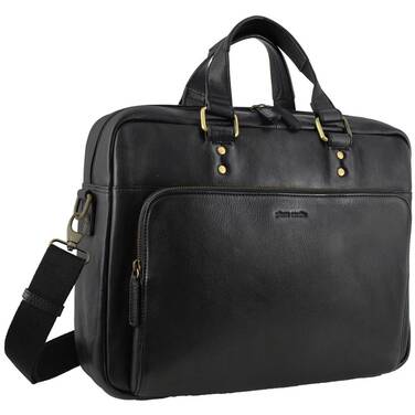 15 Pierre Cardin Rustic Leather Laptop Bag Black