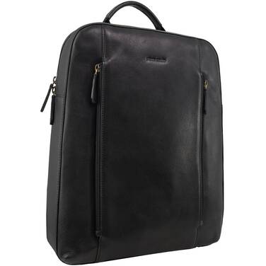 14 Pierre Cardin Functional Leather Laptop Backpack Black