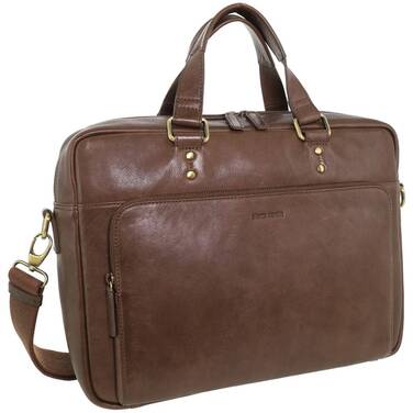 15 Pierre Cardin Rustic Leather Laptop Bag Oak