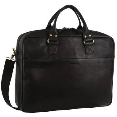 15.6 Pierre Cardin Italian Leather Laptop Bag Black