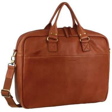 15.6 Pierre Cardin Italian Leather Laptop Bag Cognac