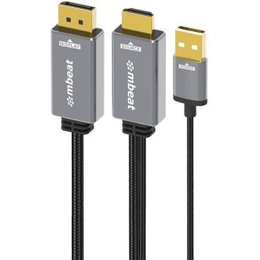 mbeat ToughLink 1.8m HDMI to DisplayPort Cable with USB Power