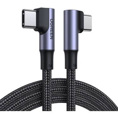 1 Metre UGREEN 90 Degree USB-C to 90 Degree USB-C 100W Braided Cable