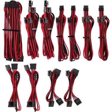 Premium Individually Sleeved DC Cable Pro Kit Type 4 Red/Black For Corsair PSU