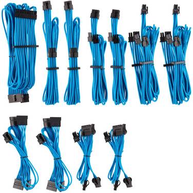 Premium Individually Sleeved DC Cable Pro Kit Type 4 Blue For Corsair PSU