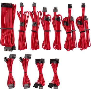 Premium Individually Sleeved DC Cable Pro Kit Type 4 Red For Corsair PSU