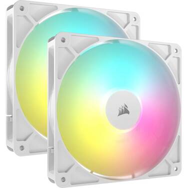 2x140mm Corsair RS140 ARGB PWM Fans Dual Pack White