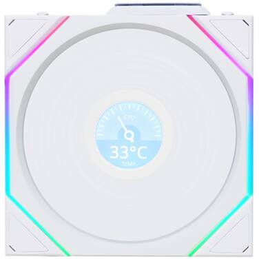 120mm Lian Li UNI FAN TL120 LCD Reverse Blade Wireless Fan White