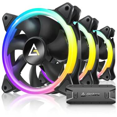 3x120mm Antec Neon 120 ARGB PWM ARGB Fan 3-Pack + Controller