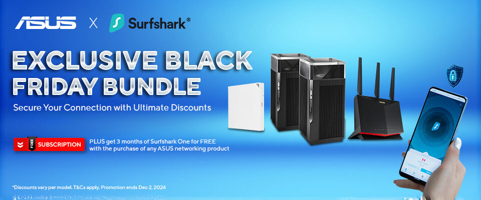 ASUS WLAN Black Friday Bonus 3x Month Surfshark 24Q4 Promotion & Landing Page