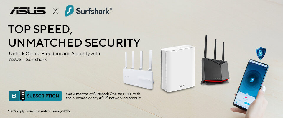 ASUS WLAN Black Friday Bonus 3x Month Surfshark 24Q4 Promotion & Landing Page