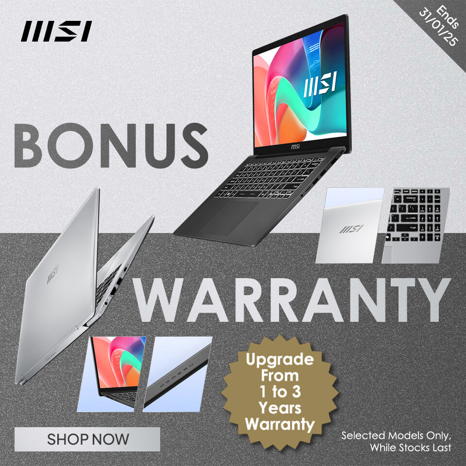 MSI Laptops Modern F1M Bonus Warranty 25Q1 Homepage Banner